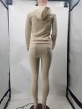 Fleece Solid Color Hooded Pocket Sweatshirt And Pants 2 Piece Set TK-6258