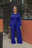 Solid Irregular Hoodies And Ruched Wide Leg Pant Suits CQ-191