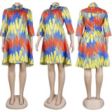 Casual 3/4 Sleeve Print Dress NY-10221