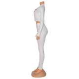 Casual Print Zipper Long Sleeve Pant Sport 2 Piece Set GOSD-6823