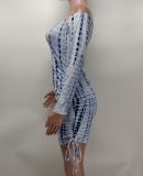 Off Shoulder Long Sleeve Drawstring Slim Mini Dress XMY-9391