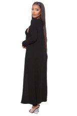 Sexy Solid Sling Jumpsuit+Loose Long Coat Two Piece Set MZ-2769