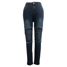 Fashion Denim Fake Pocket Slim Pencil Jeans HSF-2058