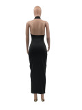 Sexy Halter Neck Backless Hollow Out Club Dress LINW-9348