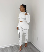 Slim Fit Long Sleeve Letter Print Two Piece Pants Set SXF-1206