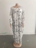 Plus Size Sexy Printed Slash Neck Maxi Dress NY-10309