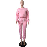 Casual Sports Solid Sweatshirt Two Piece Pant Set WAF-788306