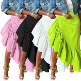 Fashion Solid Irregular Ruffle Skirts BLX-61013