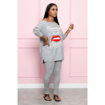 Casual Letter Print Loose Tops And Pant Sports Suit YIM-278