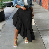Fashion Solid Irregular Ruffle Skirts BLX-61013