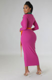 Color Matching Lapel Long Dress(With Waist Belt) XHXF-327