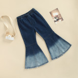 Kids Girl Tie Dye Top+Jeans Flare Pants+Headband 3 Piece Sets YKTZ-3005