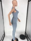 Solid Tank Top And Pants Slim Two Piece Sets HTF-6082