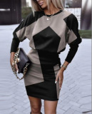 Plus Size Fashion Print Slim-Waist Mini Dress GSRX-7101