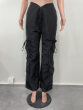 Zip Tie Solid Color Casual Pants OLYF-6109