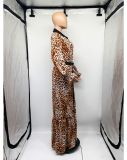 Fashion Leopard Print Loose Big Swing Maxi Dress (With Waist Belt)GDNY-2203