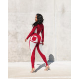 Casual Sports Color Matching Two Piece Pants Set FOSF-8319
