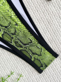 Fashion Snake Print Bandage One-Piece Swimsuit CASF-6483