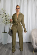 Casual Long Sleeve Cardigan And Straight Pant Suit YH-5278