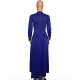 Plus Size Fashion Solid Ruffle Dress XMY-9044