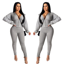 Waist Shaping Coat And Pants Sports Casual Two Piece Set CY-2133