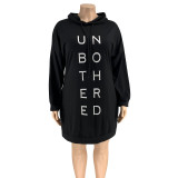 Plus Size Letter Printed Fashion Casual Sweatshirt Dress OSIF-21027