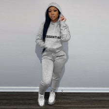 Letter Print Hooded Sweatshirt Two Piece Pant Sets FSL-F182