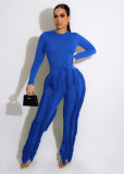 Casual Solid Long Sleeve Bodysuit+Tassel Lace Pants Sports Suits AIL-223