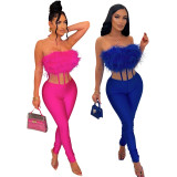 Sexy Solid Color Tube Top Slim Jumpsuit CYA-900139