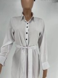 Solid Color Shirt Maxi Dress XYKF-9022
