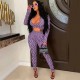 Fashion Print V Neck Tight Two Piece Pants Set OY-6382