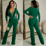 Fashion Hot Drilling V Neck Jumpsuit BY-6061