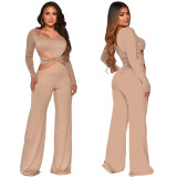 Solid Color Hollow Long Sleeeve Jumpsuit YF-9985