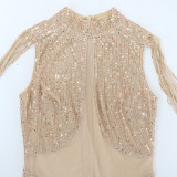 Sexy Hollow Out Sequin Tassel Mini Dress CYA-900158