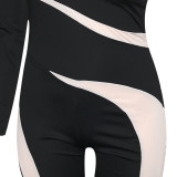 Plus Size Sexy Colorblock Single Sleeve Jumpsuit ONY-7039