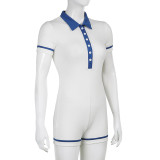 Lapel Collar Contrast Fashion Casual Sports Rompers GLRF-16080