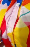 Colorful Print Long Sleeve Shirt Dress QZX-6267