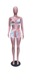 Casual Printed Sexy Sling Top Shorts Two Piece Sets ORY-5227