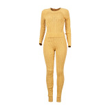 Slim Sweater Long Sleeve Two Piece Pants Set PN-6767