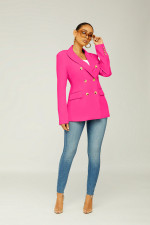 Solid Color Double-Breasted Slim Blazer Coat XMY-9395