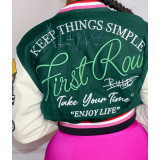 Fashion Print Rib Splicing Baseball Jacket YNSF-1866