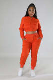 Casual Sports Solid Crop Coat And Pants 2 Piece Set GYLY-9895 