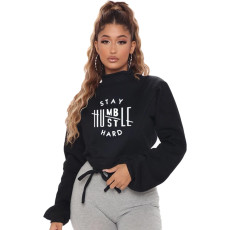 Pullover Letter Print Drawstring Casual Tops NLF-8100
