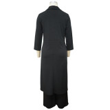 Fashion Solid Halter+Wide Leg Pants+Long Sleeve Coat Three Piece Set YF-9932