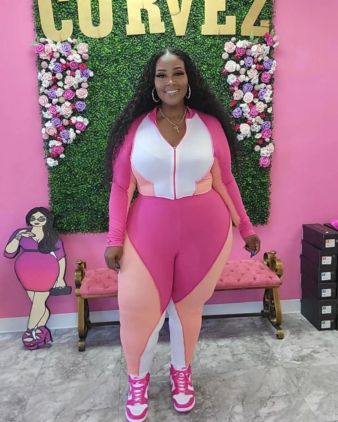 Dear Fashion Wholesale Plus Size Color Contrast Splicing Two Piece dear-fashion-wholesale-plus-size-color-contrast-splicing-two-piece