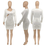 Fashion Ruched Irregular Mini Dress WMEF-20806