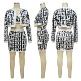 Fashion Vest+Long Sleeve Cardigan+Skirts 3 Piece Set YF-10293