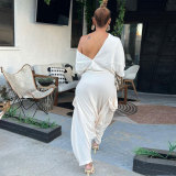 Plus Size Solid Color Backless Loose Jumpsuit NY-2590