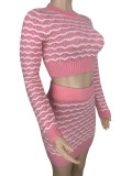 Sexy Stripe Slim-waist Tight Two Piece Skirts Set CL-6155