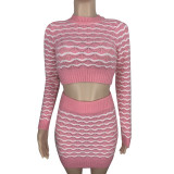 Sexy Stripe Slim-waist Tight Two Piece Skirts Set CL-6155
